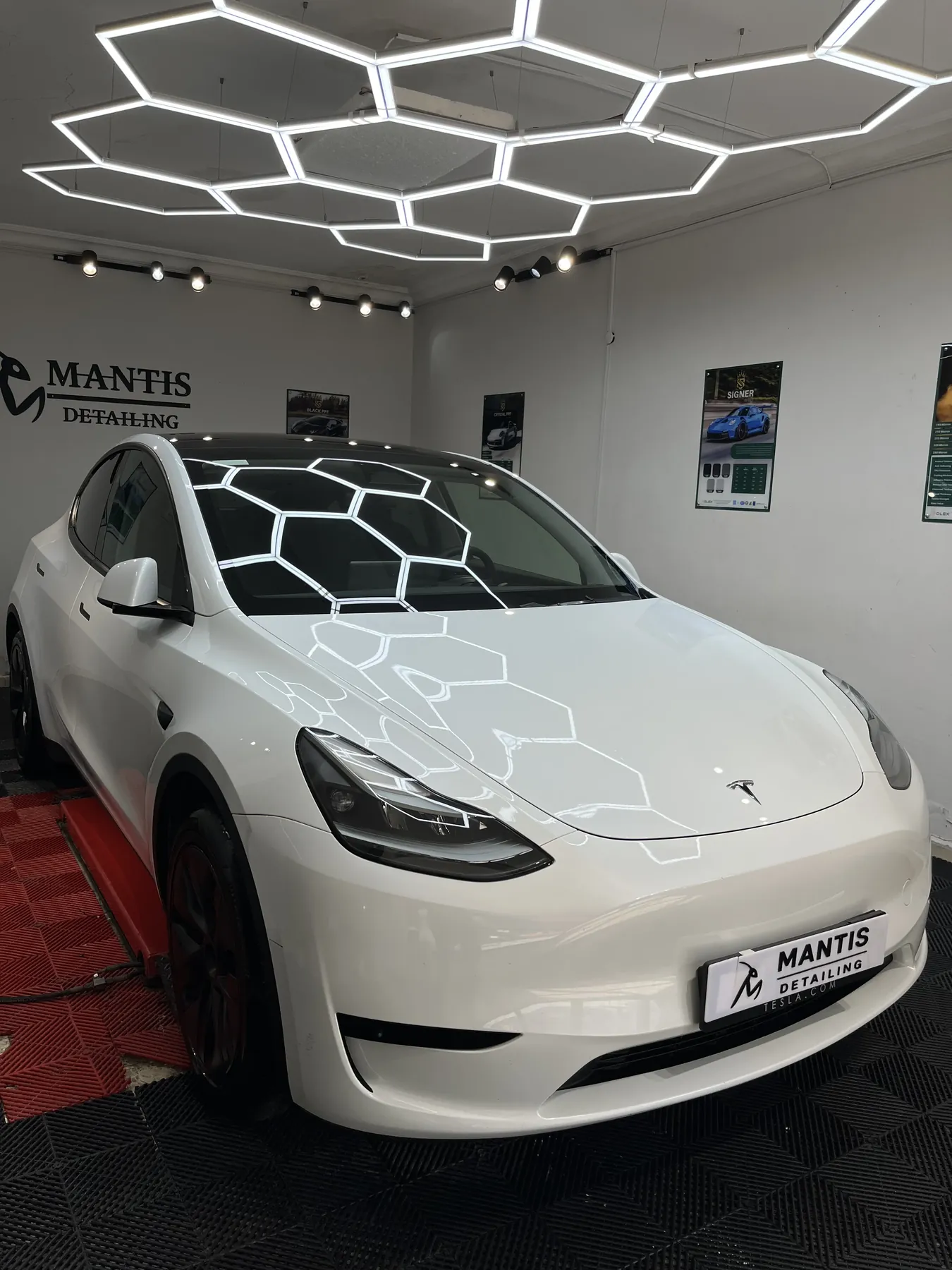 Mantis Detailing beyaz Tesla uygulaması
